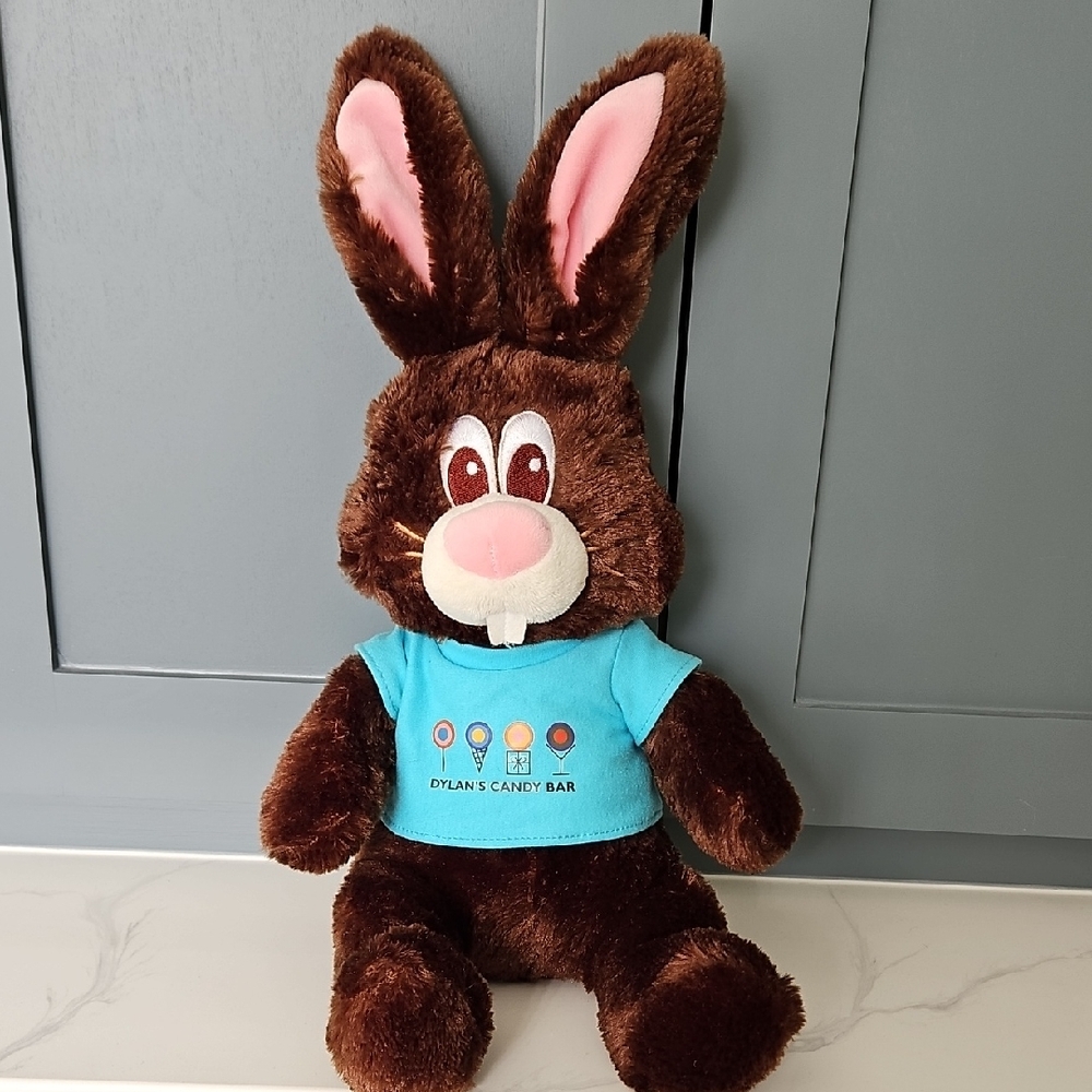 Dylans Candy Bar Bunny Stuffed Animal with Blue Shirt